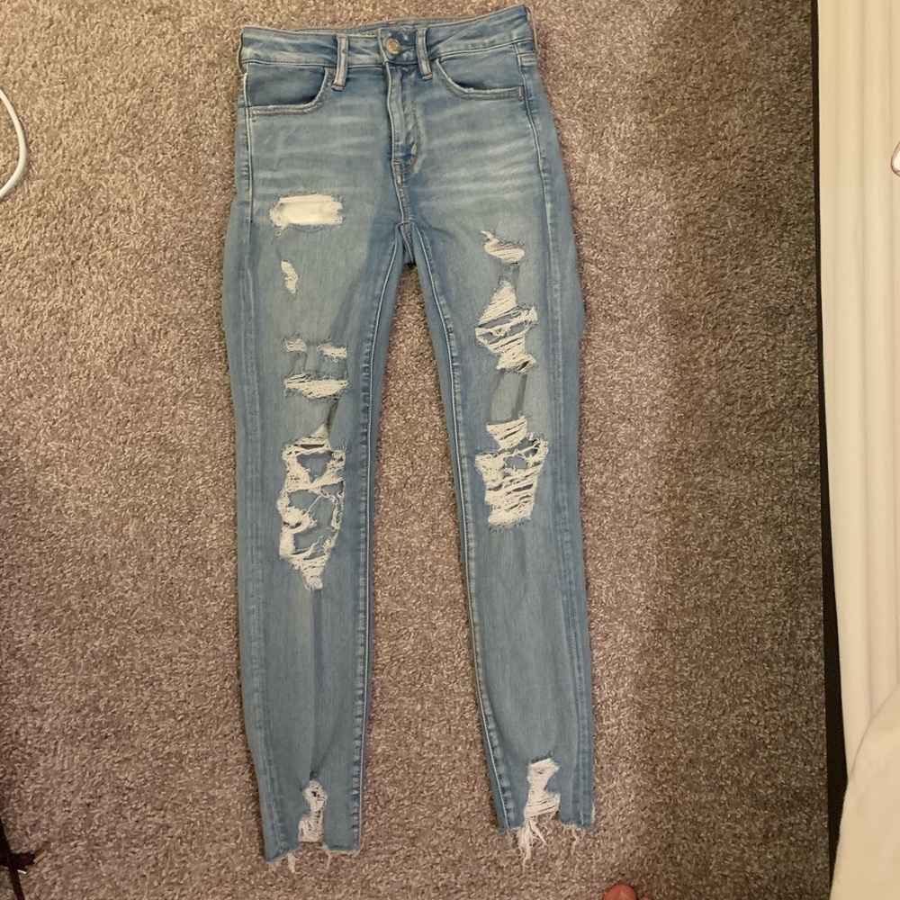 Light Wash Destroyed Skinny Jeans